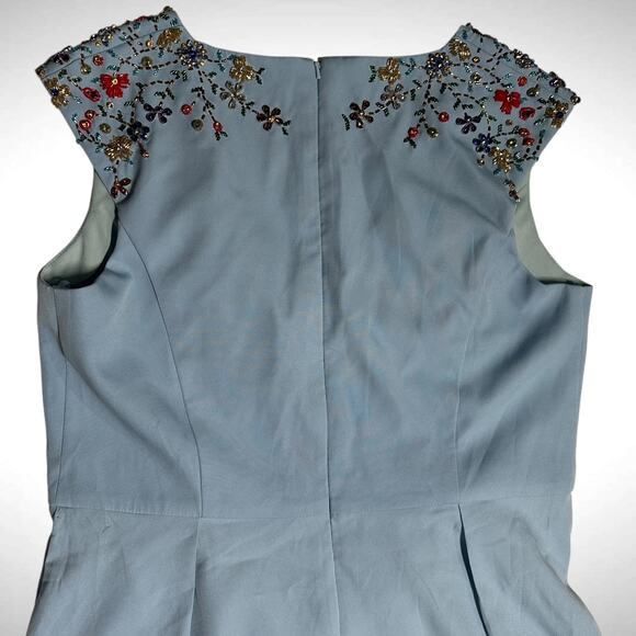 Mac Duggal Ieena Beaded Cap Sleeve V-Neck A Line Gown Dress Size 14 French‎ Blue - Picture 7 of 14